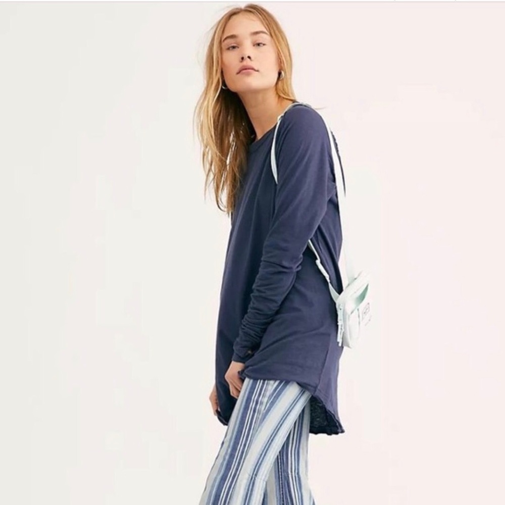 Free People We the Free Arden Tee Long Sleeve in Navy